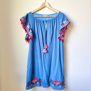 THML Embroidered Dress with Tassels